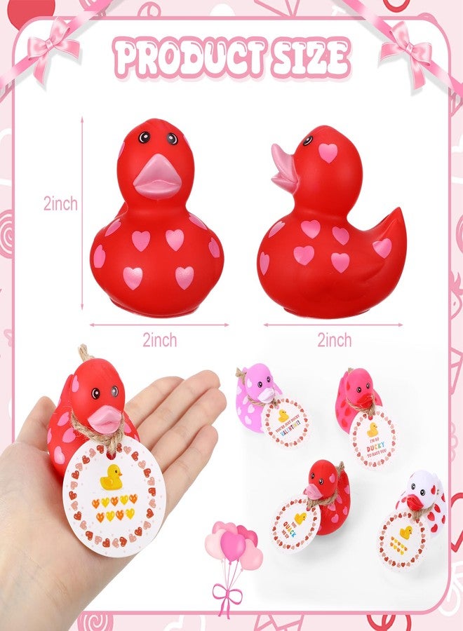 جيريفي مجموعة جيريفي المكونة من 12 قطعة من البط المطاطي الصغير بحجم 2 بوصة لعيد الحب، مع بطاقات هدايا. بط مطاطي على شكل قلب، ألعاب حمام مثالية لتبادل الهدايا في الفصول الدراسية، وهدايا حفلات الكرنفال، وجوائز الألعاب. - Image 2